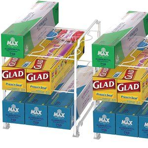 NEX Kitchen Wrap Organizer Rack - 2 PACK Stackable